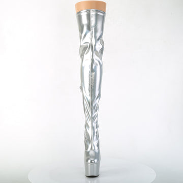 Silver Hologram Stretch Thigh High Boot